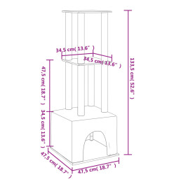 Arbre à chat avec griffoirs en sisal Crème 133,5 cm