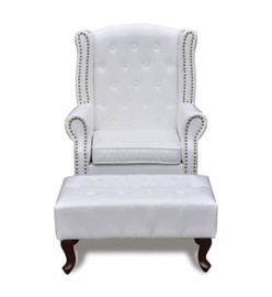 Fauteuil avec pouf Blanc