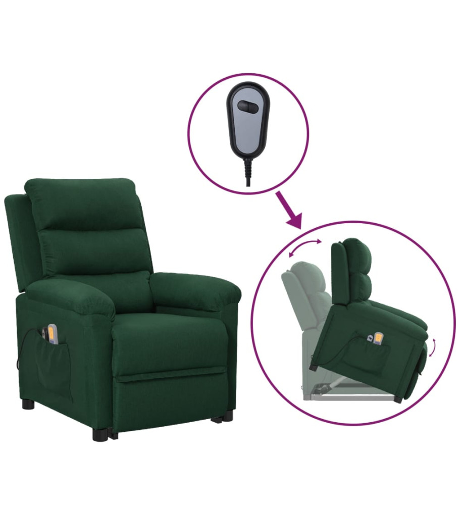 Fauteuil de massage Vert foncé Tissu