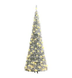 Sapin de Noël artificiel escamotable neige floquée 50 LED 120cm