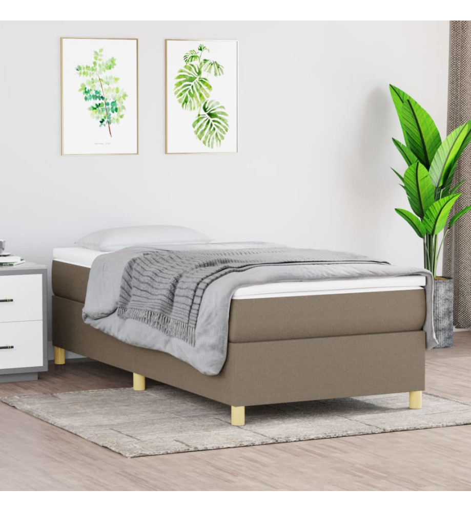 Lit à sommier tapissier avec matelas Taupe 90x190 cm Tissu Lit à sommier tapissier avec matelas Taupe 90x190 cm Tissu