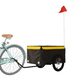 Remorque pour vélo noir et jaune 45 kg fer