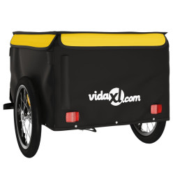 Remorque pour vélo noir et jaune 45 kg fer