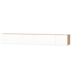 Meuble TV 2 pcs Aggloméré 120x40x34 cm Chêne et blanc brillant