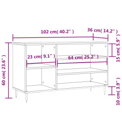 Armoire à chaussures Gris béton 102x36x60 cm Bois d'ingénierie