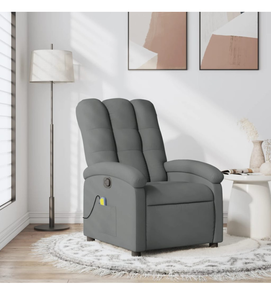 Fauteuil de massage inclinable Gris foncé Tissu