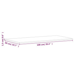 Dessus de table 100x50x1,5cm rectangulaire bois massif de hêtre