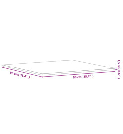 Dessus de table 90x90x1,5 cm carré bois massif de hêtre