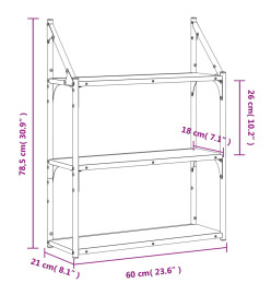 Étagère murale 3 niveaux chêne sonoma 60x21x78,5 cm