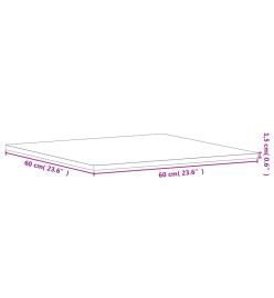 Dessus de table 60x60x1,5 cm carré bois massif de hêtre