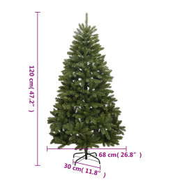 Sapin de Noël artificiel à charnières avec support vert 120 cm