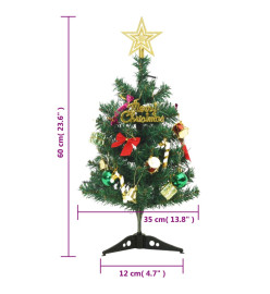 Mini sapin de Noël artificiel pré-éclairé avec 30 LED vert 60cm