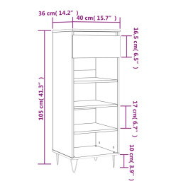 Armoire à chaussures Blanc brillant 40x36x105cm Bois ingénierie