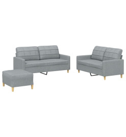 Ensemble de canapés 3 pcs avec coussins Gris clair Tissu