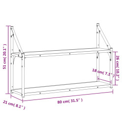 Étagère murale 2 niveaux chêne sonoma 80x21x51 cm