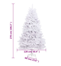 Sapin de Noël artificiel à charnières avec support blanc 270 cm