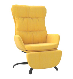 Chaise de relaxation avec repose-pied Jaune moutarde Tissu