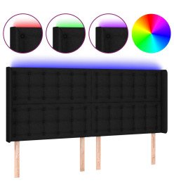 Tête de lit à LED Noir 203x16x118/128 cm Tissu