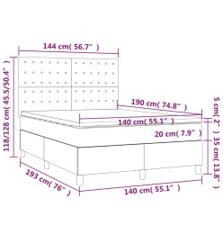 Lit à sommier tapissier avec matelas Bleu 140x190 cm Tissu