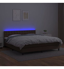 Sommier tapissier et matelas et LED Marron 180x200cm Similicuir