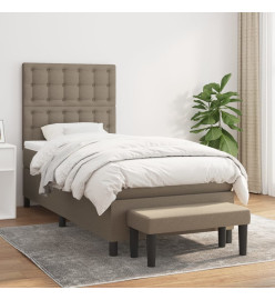 Lit à sommier tapissier avec matelas Taupe 80x200 cm Tissu