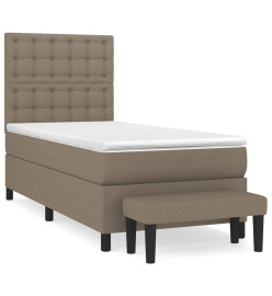Lit à sommier tapissier avec matelas Taupe 80x200 cm Tissu