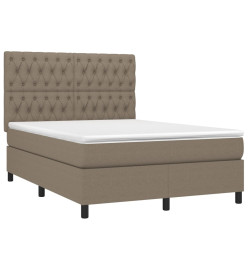 Sommier tapissier avec matelas et LED Taupe 140x200 cm Tissu