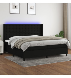 Sommier tapissier et matelas et LED Noir 200x200 cm Tissu