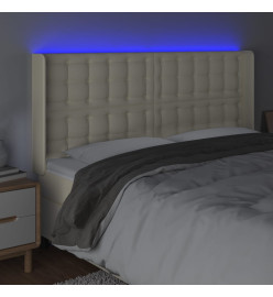 Tête de lit à LED Crème 163x16x118/128 cm Similicuir