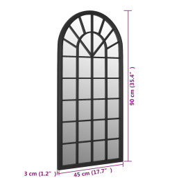 Miroir de jardin Noir 90x45 cm Fer pour utilisation extérieure