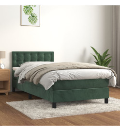 Lit à sommier tapissier avec matelas Vert foncé 90x200 cm