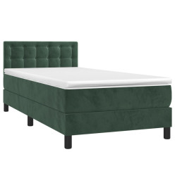 Lit à sommier tapissier avec matelas Vert foncé 90x200 cm