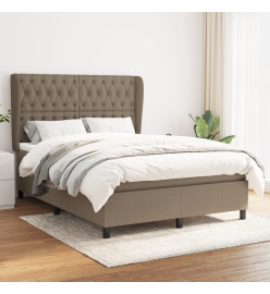Lit à sommier tapissier avec matelas Taupe 140x200 cm Tissu
