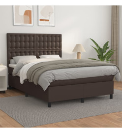 Lit à sommier tapissier avec matelas Marron 140x200 cm