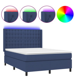 Sommier tapissier avec matelas et LED Bleu 140x190 cm Tissu