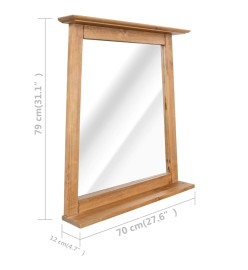 Miroir de salle de bain Bois de pin massif 70x12x79 cm