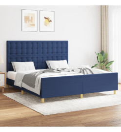 Cadre de lit avec tête de lit Bleu 160x200 cm Tissu