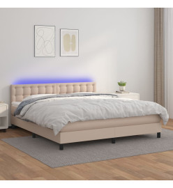 Sommier tapissier matelas LED Cappuccino 180x200 cm Similicuir