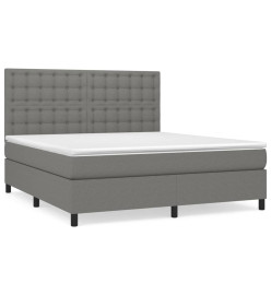 Lit à sommier tapissier avec matelas Gris foncé 160x200cm Tissu