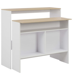 Table de bar avec 2 dessus de table Blanc et chêne 130x40x120cm