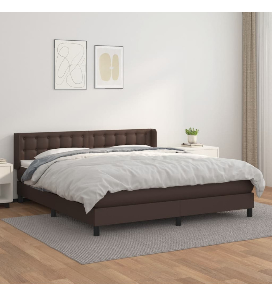 Lit à sommier tapissier avec matelas Marron 180x200 cm Lit à sommier tapissier avec matelas Marron 180x200 cm