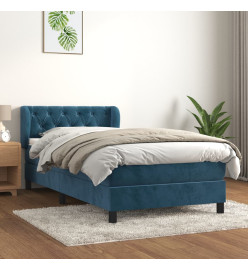 Lit à sommier tapissier et matelas Bleu foncé 80x200 cm Velours