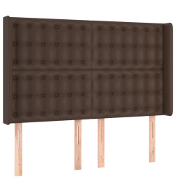 Tête de lit avec oreilles Marron 147x16x118/128 cm Similicuir