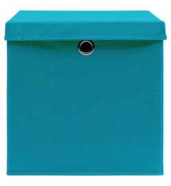 Boîtes de rangement et couvercles 10 pcs Bleu 32x32x32 cm Tissu