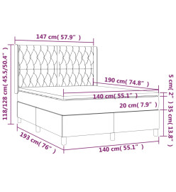 Lit à sommier tapissier avec matelas Taupe 140x190 cm Tissu