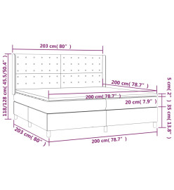 Lit à sommier tapissier avec matelas Noir 200x200 cm Tissu