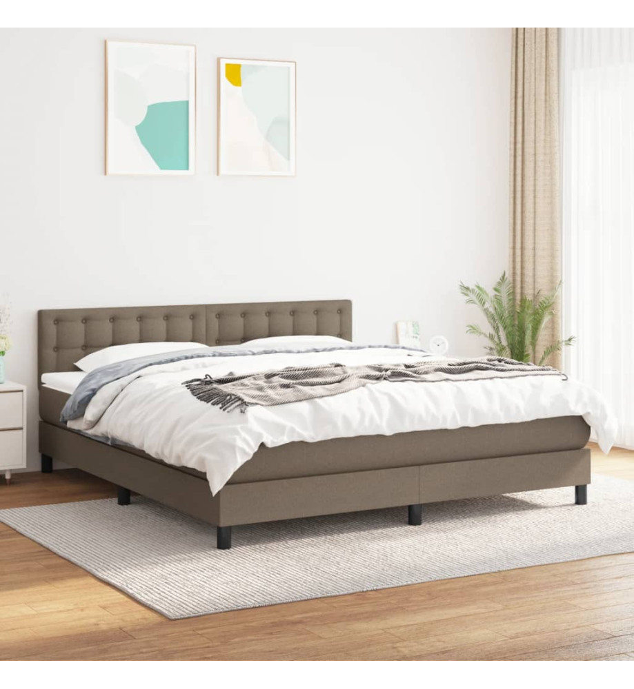 Lit à sommier tapissier avec matelas Taupe 160x200 cm Tissu Lit à sommier tapissier avec matelas Taupe 160x200 cm Tissu