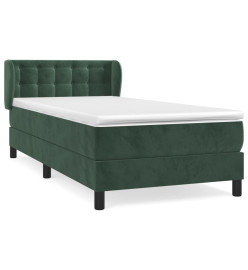 Lit à sommier tapissier avec matelas Vert foncé 90x200 cm