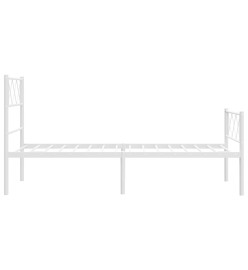 Cadre de lit métal avec tête de lit/pied de lit blanc 75x190 cm