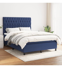 Lit à sommier tapissier avec matelas Bleu 140x190 cm Tissu